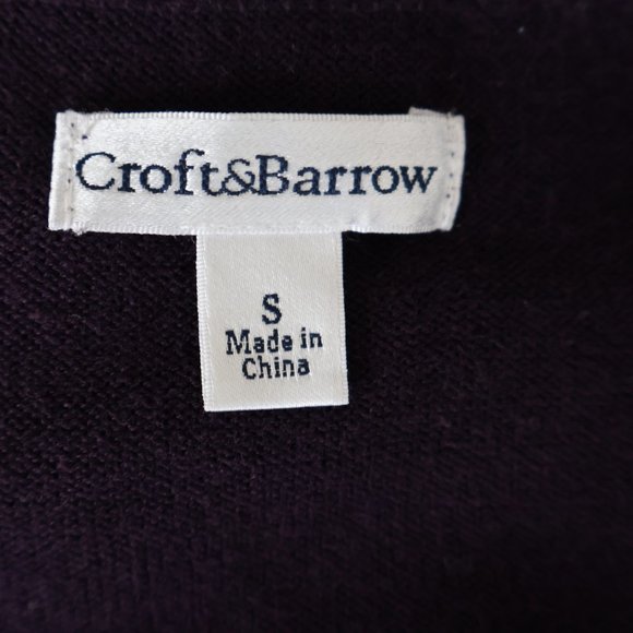 Croft & Barrow Argyle Button Up Cardigan - Dark Purple & Grey - Size S - Picture 3 of 15
